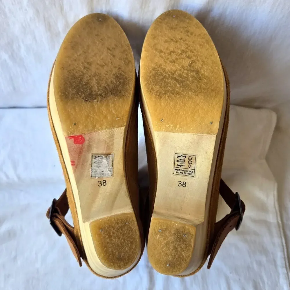 Free People Bungalow Women's Suede Clog Boots Tan Size 38/US 7.5